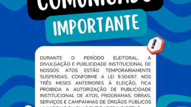 Divulgação e publicidade institucional de nossos atos estão temporariamente suspensas, conforme a Lei 9.504/97.