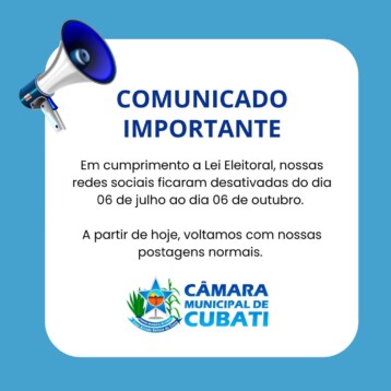 COMUNICADO IMPORTANTE – RETORNO DAS POSTAGENS INSTITUCIONAIS